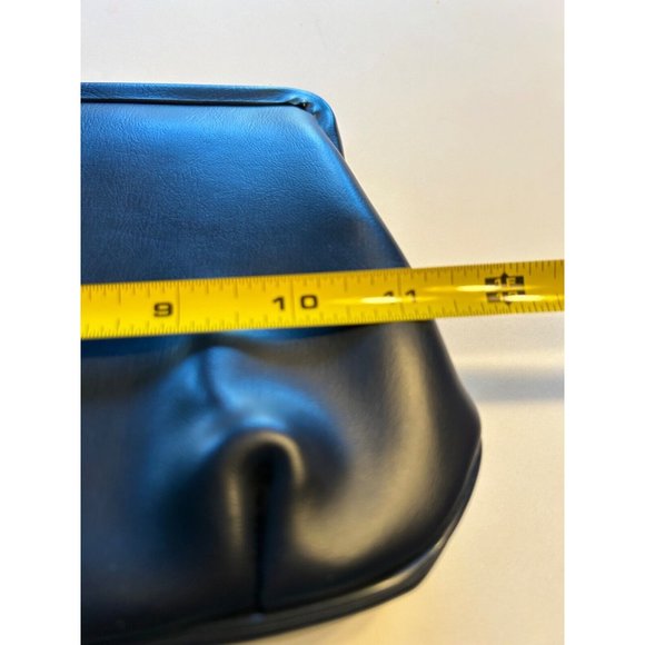 Vintage 1950's Black Leather Clutch Purse Retro Convertible Handle - Picture 7 of 9